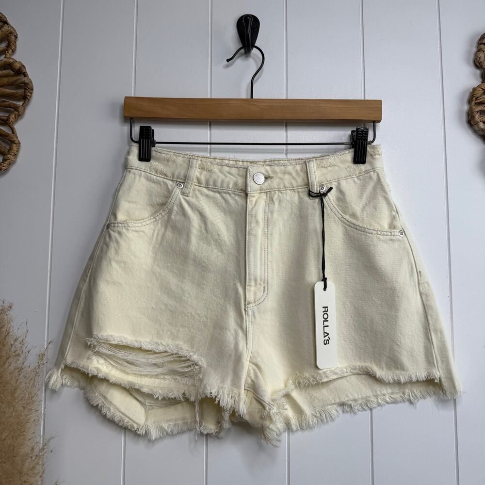 Rolla's x Free People shorts high rise denim 26 cotton distressed frayed ripped - Picture 4 of 12